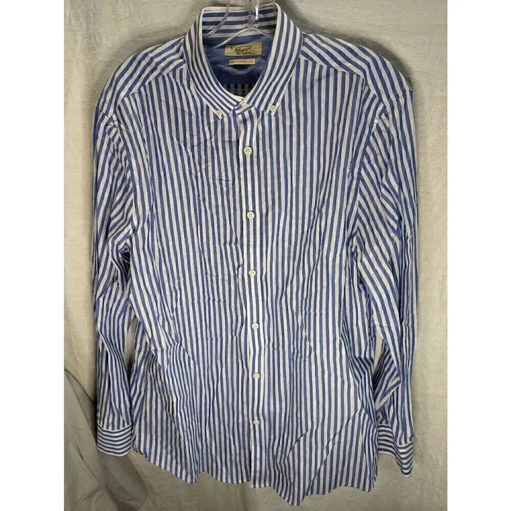 Original Penguin Violet Striped Button Front Collared Heritage Fit Shirt 16